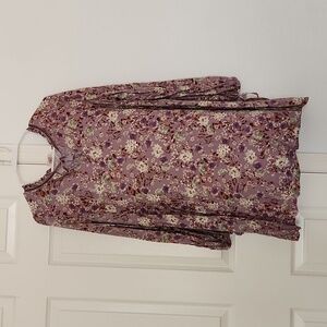 MASSIMO Lilac Velvet Trim Floral Longsleeved Nightgown . Size XL